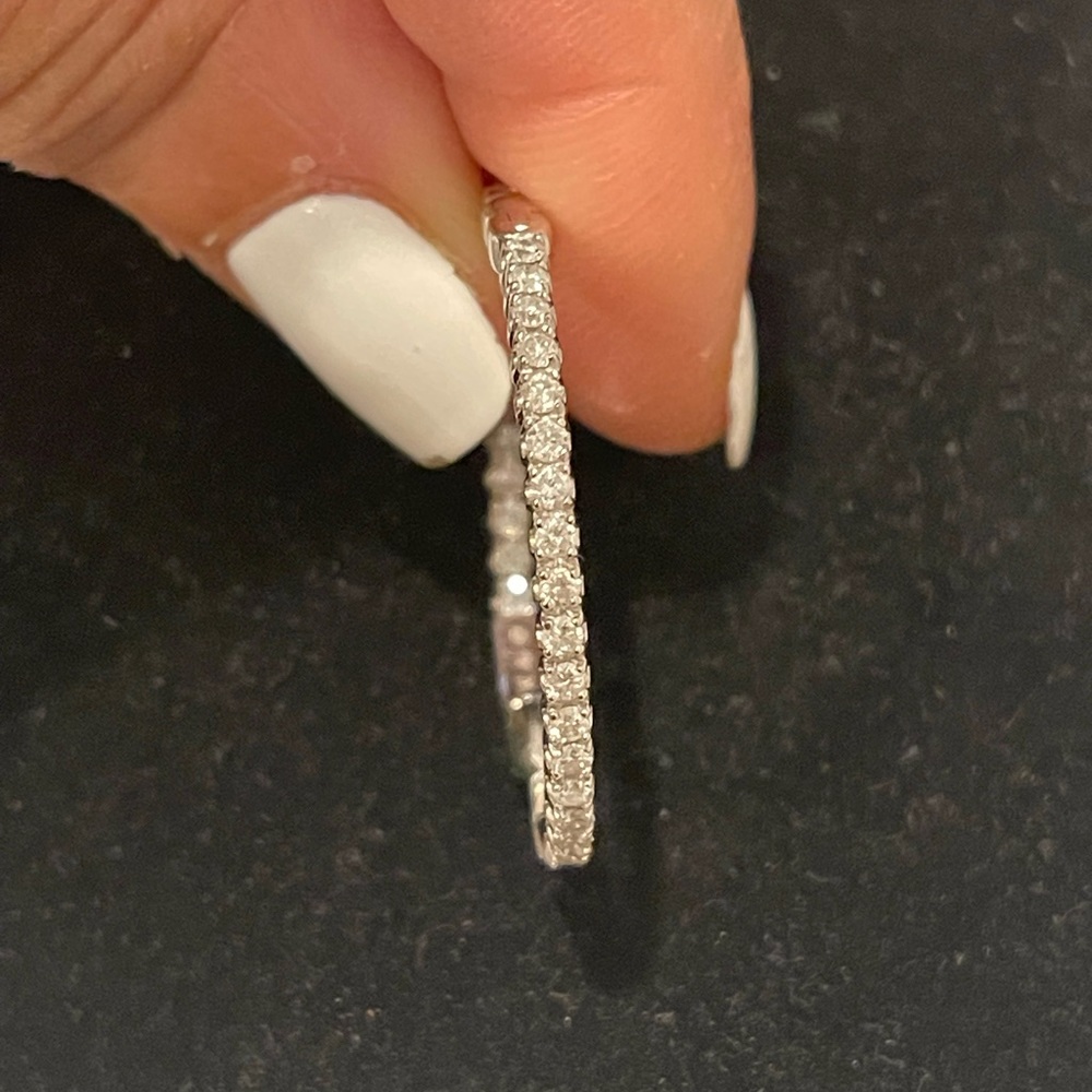 Morris & David 14k White Gold Diamond Hoop - One Earring Only EUC